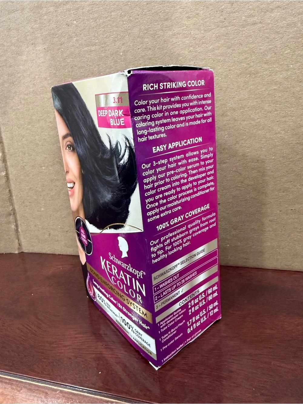 Keratin Color Hair Dye - Deep Dark Blue (3.11)